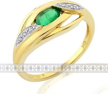Prsten Prsten s diamantem, žluté zlato briliant, smaragd (emerald) a diamanty 3811913-5-56-96