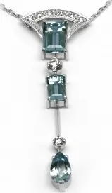 Náhrdelník Šperkový diamantový náhrdelník s brazilským akvamarínem 585/3,60gr J-22053-13 J-22053-13