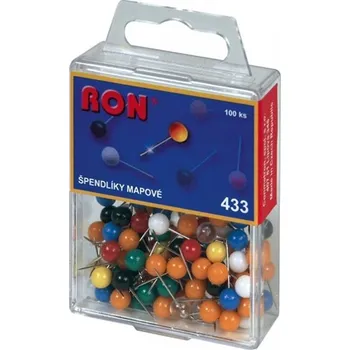 Špendlíky mapové Conmetron - kuličky / 100 ks / barevný mix