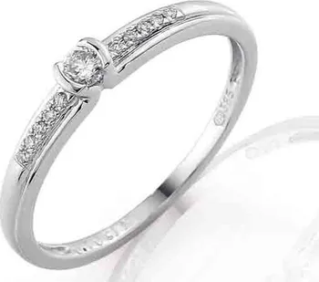 Prsten Zásnubní prsten s diamantem, bílé zlato brilianty 585/1,35 - diamanty 11ks V52 