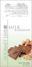 Čokoláda Provence Mléčná čokoláda s lískovými oříšky 100g