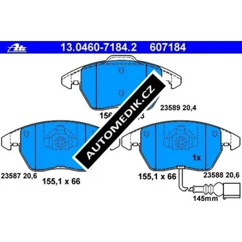 Brzdová destička Sada brzdových destiček ATE (AT 607184)