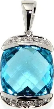 Přívěsek Luxusní přívěsek s diamanty, blue topaz, kolekce Glare, bílé zlato 