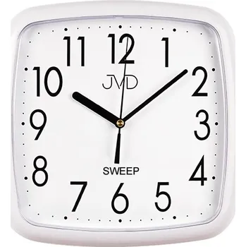 Hodiny Bílé hranaté plastové nástěnné netikající tiché hodiny JVD sweep HP615.5 