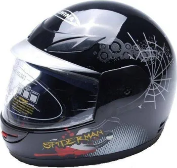 Helma na motorku Moto přilba Sunway Kids Black Spiderman (47-48cm)