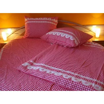 Povlečení Bavlněné povlečení Kanafas červené 140 x 200, 70 x 90 cm knoflíky