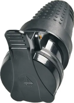 Elektrická zásuvka Solight zásuvka gumová, do vlhka, přímá, IP44, černá