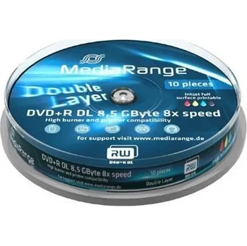 Optické médium MediaRange DVD+R Double Layer Printable 10 ks cakebox