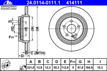 Brzdový kotouč Brzdový kotouč ATE (ATE 414111) MERCEDES-BENZ M-CLASS (W163)