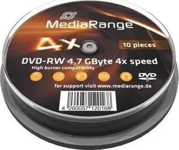 Optické médium MediaRange DVD-RW 4.7GB 4x spindl 10 pack