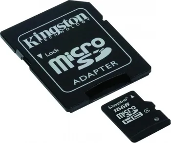 Paměťová karta Kingston Micro SDHC 16 GB Class 4 + adaptér (SDC4/16GB)
