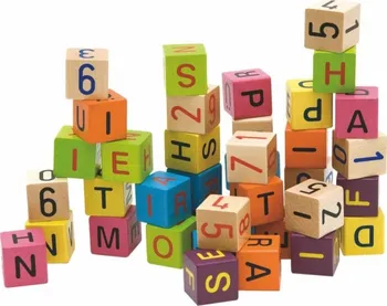 Dřevěná hračka Woody kostky s písmeny a čísly