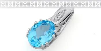 Přívěsek Přívěsk s diamantem, bílé zlato briliant, modrý topaz (blue topaz) 3870671-0-0- 3870671-0-0-93