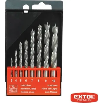 Vrták Vrtáky do dřeva, sada 8ks, ∅3-4-5-6-7-8-9-10mm, EXTOL PREMIUM