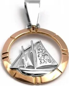 Přívěsek Diamantový zlatý přívěsek s diamanty plachetnice 585/2,17gr J-21610-12 J-21610-12