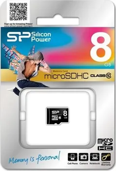 Paměťová karta Silicon Power microSDHC 8 GB Class 10 + SD adaptér (SP008GBSTH010V10SP)