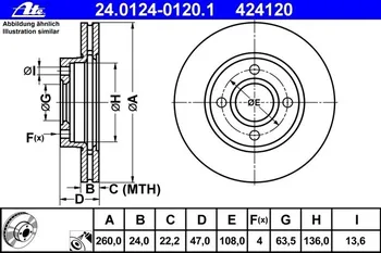 Brzdový kotouč P/L brzdový kotouč - ATE (AT 424120) FORD