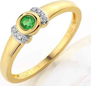 Prsten Prsten s diamantem, žluté zlato briliant, smaragd (emerald) v kombinaci s lesklo 3811936-5-57-96