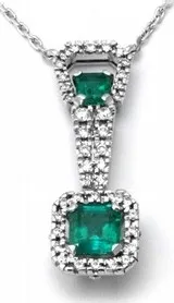 Přívěsek Zlatý diamantový náhrdelník s kolumbijskými smaragdy 585/5,70gr J-20282-11 J-20282-11