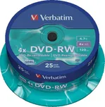 Verbatim DVD+RW 4,7 GB 4x, 25 pack