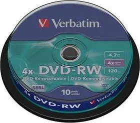 Optické médium Verbatim DVD-RW 4,7GB 4x spindl 10 pack