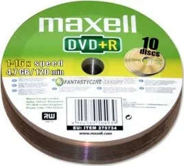 Optické médium Maxell DVD+R 4,7GB 16x 10SH 275734