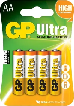 Článková baterie Baterie GP Ultra Alkaline R6 (AA, tužka) blistr/4