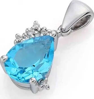 Přívěsek Přívěsk s diamantem, bílé zlato briliant, modrý topaz (blue topaz) 3870156-0-0- 3870156-0-0-93