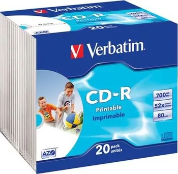 Optické médium Verbatim CD-R 700MB 80min 52x printable slim