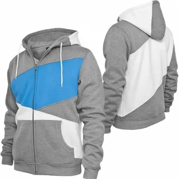 Pánská mikina Mikina Urban Classics Zig Zag Zip Hoodie šdá / bílá