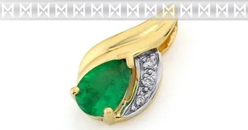 Přívěsek Přívěsk s diamantem, žluté zlato briliant, zelený smaragd - kombinace AU 3820719-5-0-96