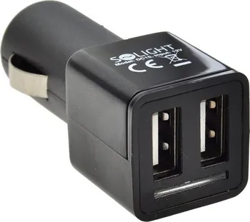 Solight USB nabíjecí autoadaptér 2x 2100mA, DC 12V, černý