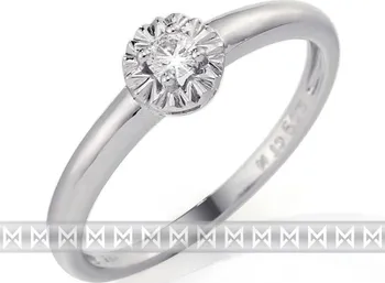 Prsten Zásnubní diamantový prsten z bílého zlata s velkým diamantem 1ks 0,08ct 3861323-0-56-99