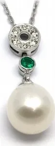 Náhrdelník Šperkový náhrdelník s kolumbijským smaragdem a perlami 585/2,63gr J-21266-12 J-21266-12