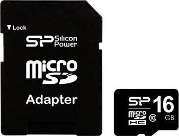 Paměťová karta Silicon Power microSDHC 16 GB Class 10 + SD adaptér (SP016GBSTH010V10SP)