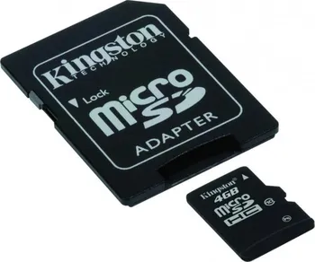 Paměťová karta Kingston Micro SDHC 4 GB Class 10 + SD adaptér (SDC10/4GB)