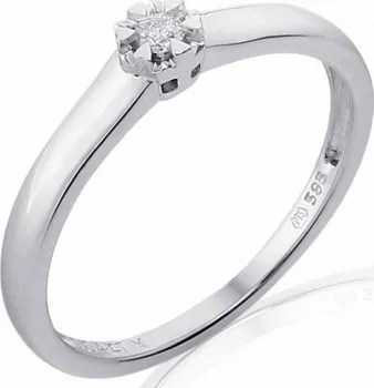 Prsten Luxusní zásnubní prsten s diamantem, bílé zlato brilianty 585/1,75gr 3861832-0-54-99
