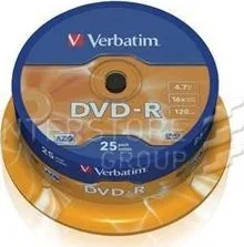 Optické médium Verbatim DVD-R 25-Pack Spindle General Retail 16x 4.7GB