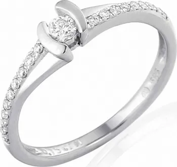 Prsten Zásnubní prsten s diamantem, bílé zlato brilianty 3860840-0-53-99