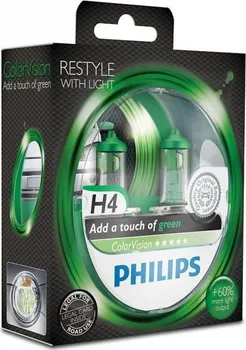 Autožárovka Autožárovky H4 12V Zelený design ColorVision Green Philips