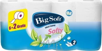 Toaletní papír Big Soft Softy jemný toaletní papír bílý 2 vrstvý 200 útržků 6+2 role 