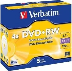 Optické médium Verbatim DVD-RW 5ks 4.7GB 4x jewel case