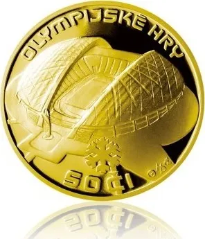 Stříbrná pozlacená medaile ZOH Soči 2014 proof