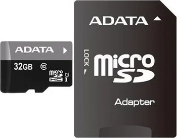paměťová karta Adata microSDHC 32 GB Class 10 UHS-I U1 + SD adaptér (AUSDH32GUICL10-RA1)