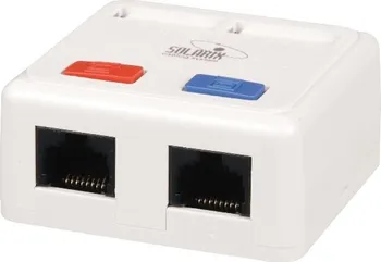 Elektrická zásuvka Solarix Zásuvka CAT5e UTP 2 x RJ45 na omítku bílá (spodní vývod)