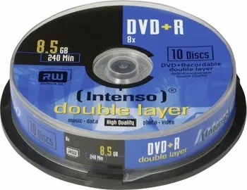 Optické médium Intenso DVD+R DL DoubleLayer cakebox 10 8,5GB 8x
