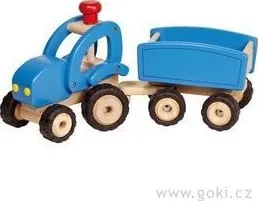 Dřevěná hračka Dřevěné auto traktor s vlečkou, hračka pro kluky