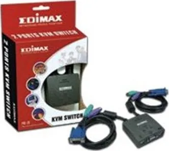 KVM přepínač Edimax KVM přepínač, 2 porty, PS2, integrované KVM kabely 2x 1m + Audio 1m (3,5m