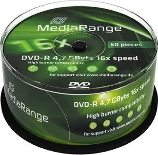 Optické médium Mediarange DVD+R 4,7GB 16x spindl 50 pack