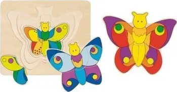 Dřevěná hračka Vícevrstvé puzzle – Motýlek